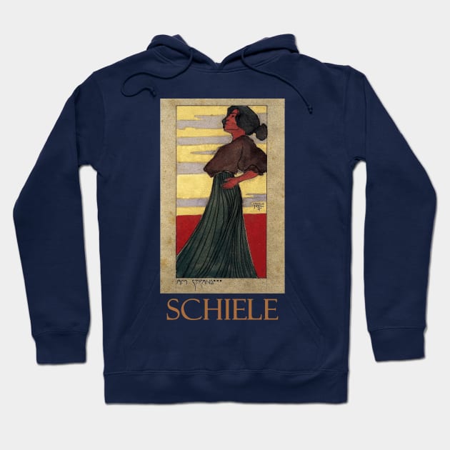 On the Beach, Moonlight (1907) by Egon Schiele Hoodie by Naves